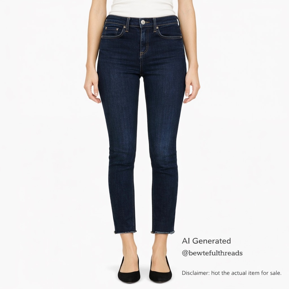 rag & bone Size 26 Dark Wash High Rise Skinny Raw Hem Ankle Jeans